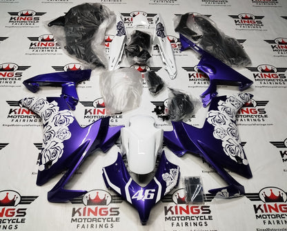 Honda CBR500R Fairing Kit (2013-2015) Purple, White Roses from KingsMotorcycleFairings.com