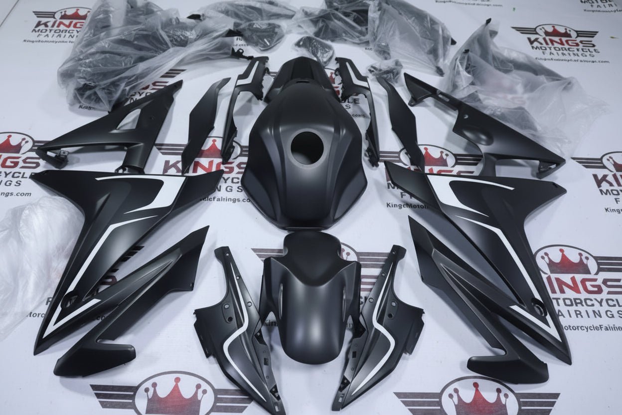 Honda CBR500R Fairings (2016-2018) Matte Black, White from KingsMotorcycleFairings.com