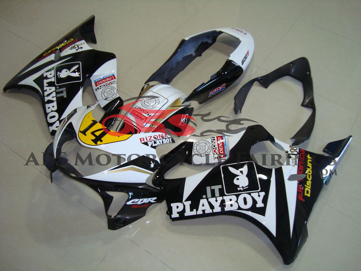 Honda CBR600FS Fairings (1999-2000) Black, White Playboy from KingsMotorcycleFairings.com