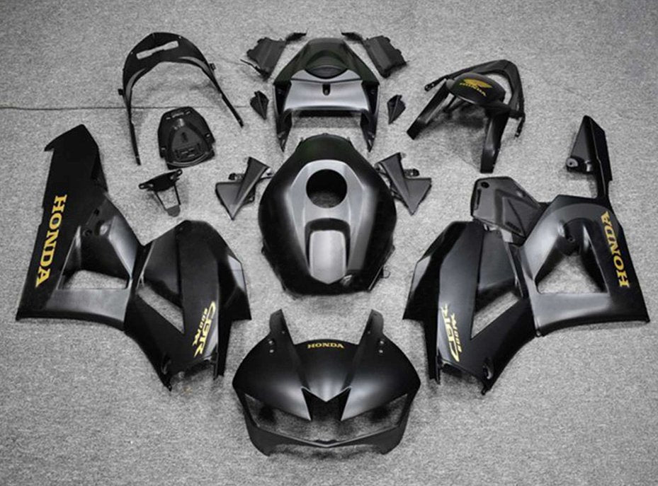 Honda CBR600RR Fairing Kit (2013-2023) Matte Black, Gold at KingsMotorcycleFairings.com
