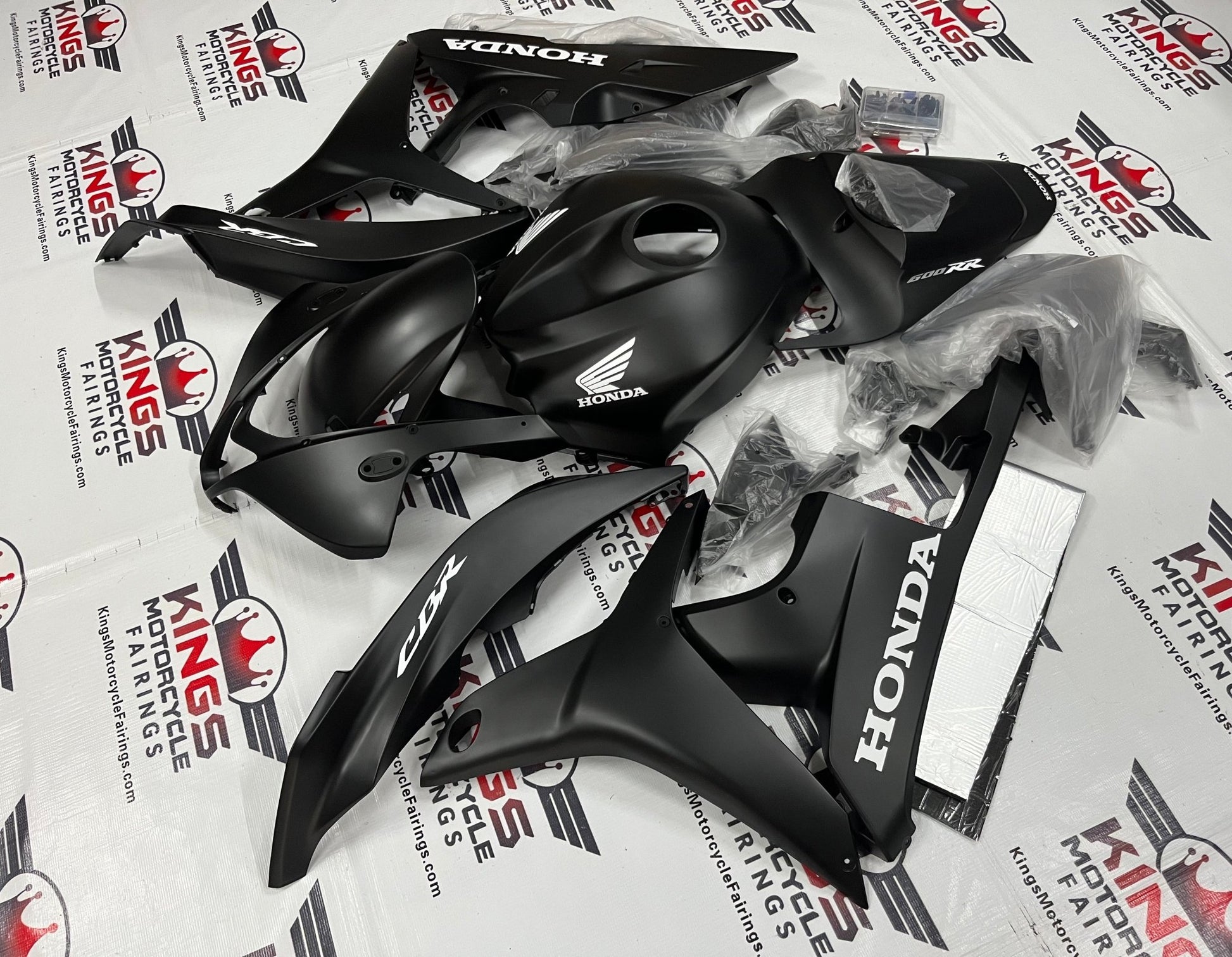 Honda CBR600RR Fairing Set (2007-2008) Matte Black, White at KingsMotorcycleFairings.com