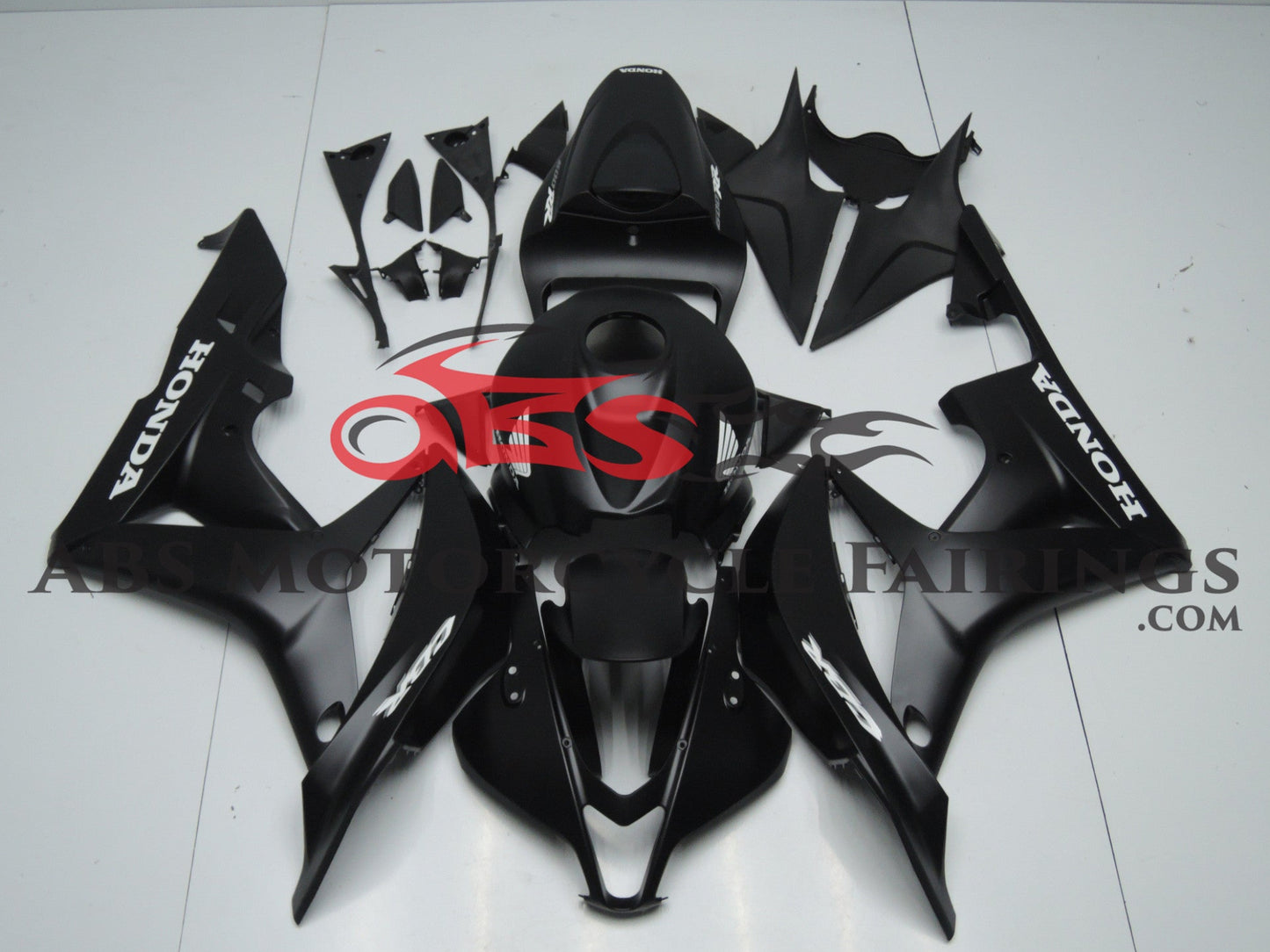 Honda CBR600RR Fairing Set (2007-2008) Satin Black, White at KingsMotorcycleFairings.com