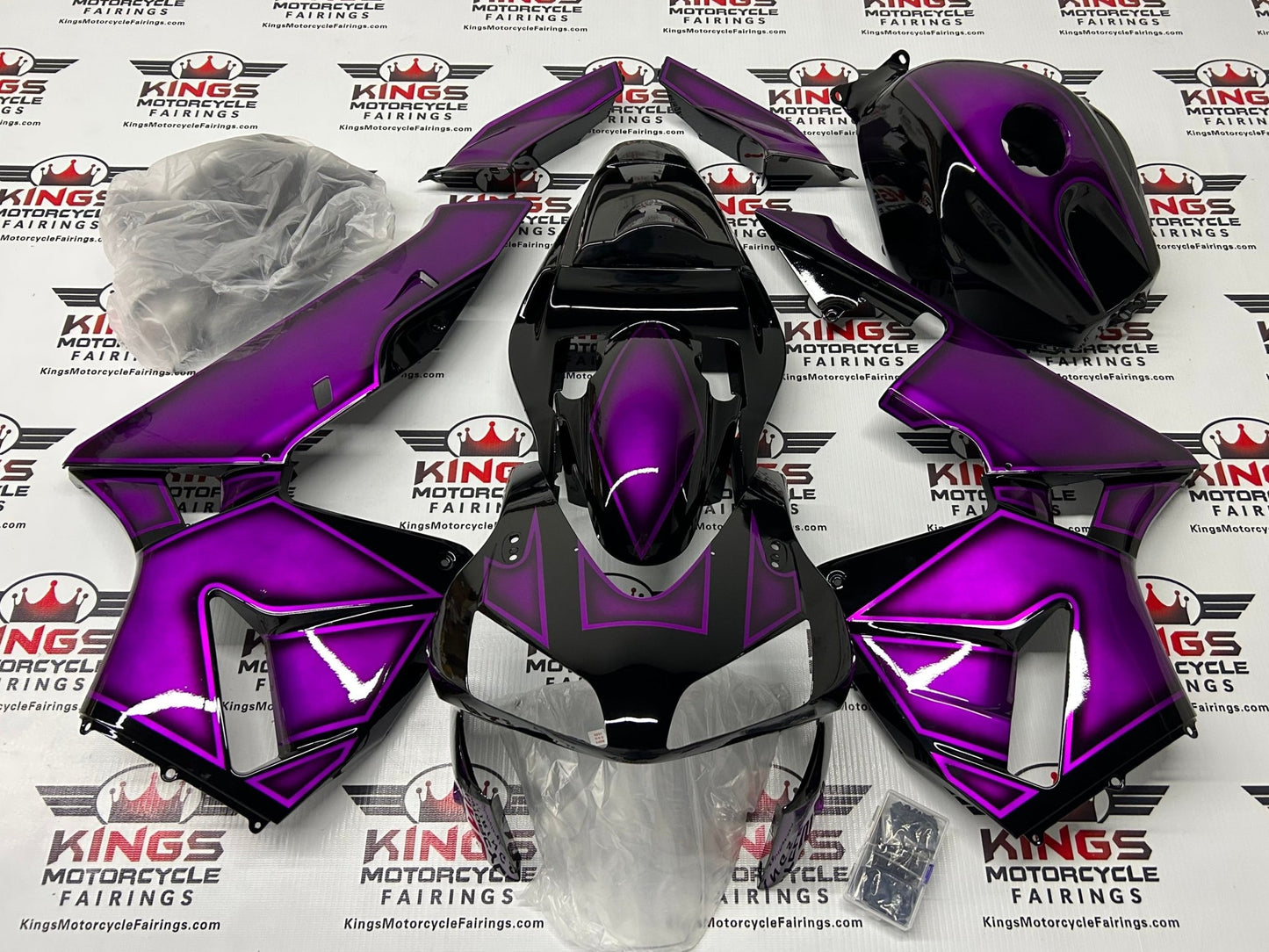 Honda CBR600RR Fairings (2003-2004) Black, Purple Custom at KingsMotorcycleFairings.com