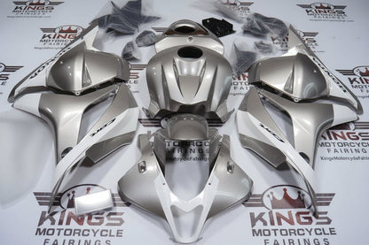 Honda CBR600RR Fairings (2009-2012) Silver, White Stripe from KingsMotorcycleFairings.com