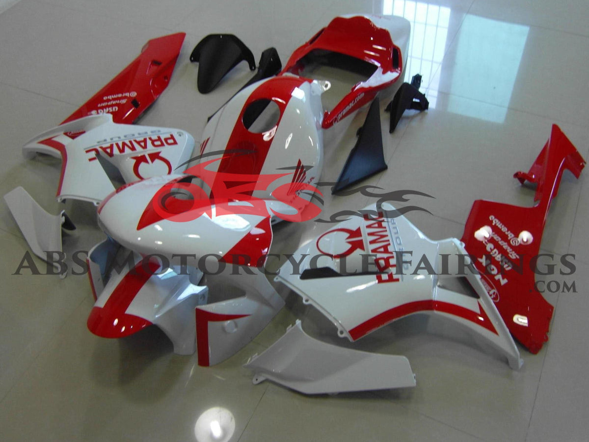 Honda CBR600RR Race Fairing Kit (2003-2004) White, Red Pramac from KingsMotorcycleFairings.com