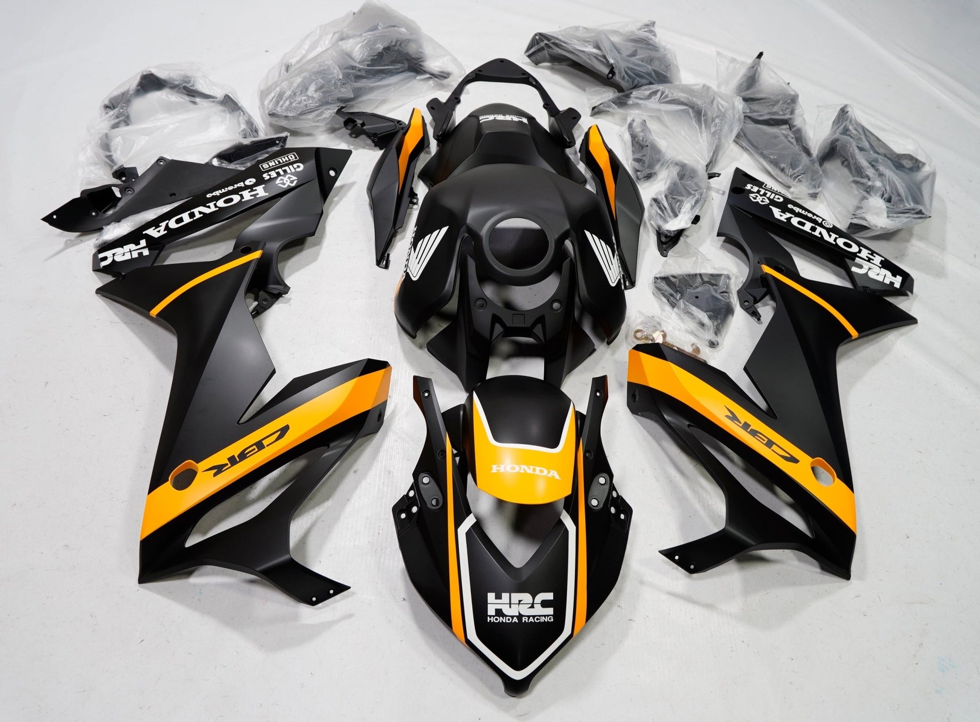 Honda CBR650R Fairings (2021-2023) Matte Black, Dark Yellow, White at KingsMotorcycleFairings.com