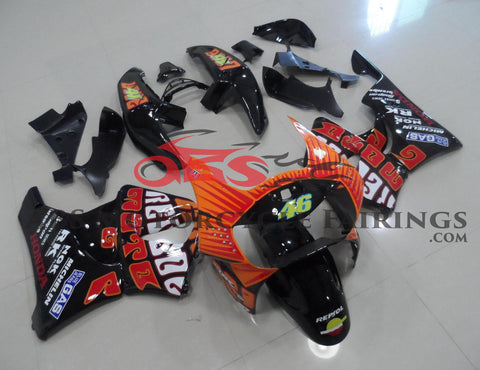Honda CBR900RR Fairings (1998-1999) Black, Orange Rossi at KingsMotorcycleFairings.com