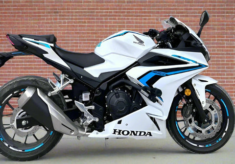 Honda CBR 400R Fairings (2022) White, Blue, Black at KingsMotorcycleFairings.com