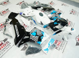 Honda CBR 600RR Fairings (2005-2006) White, Black, Blue Ink Splash at KingsMotorcycleFairings.com