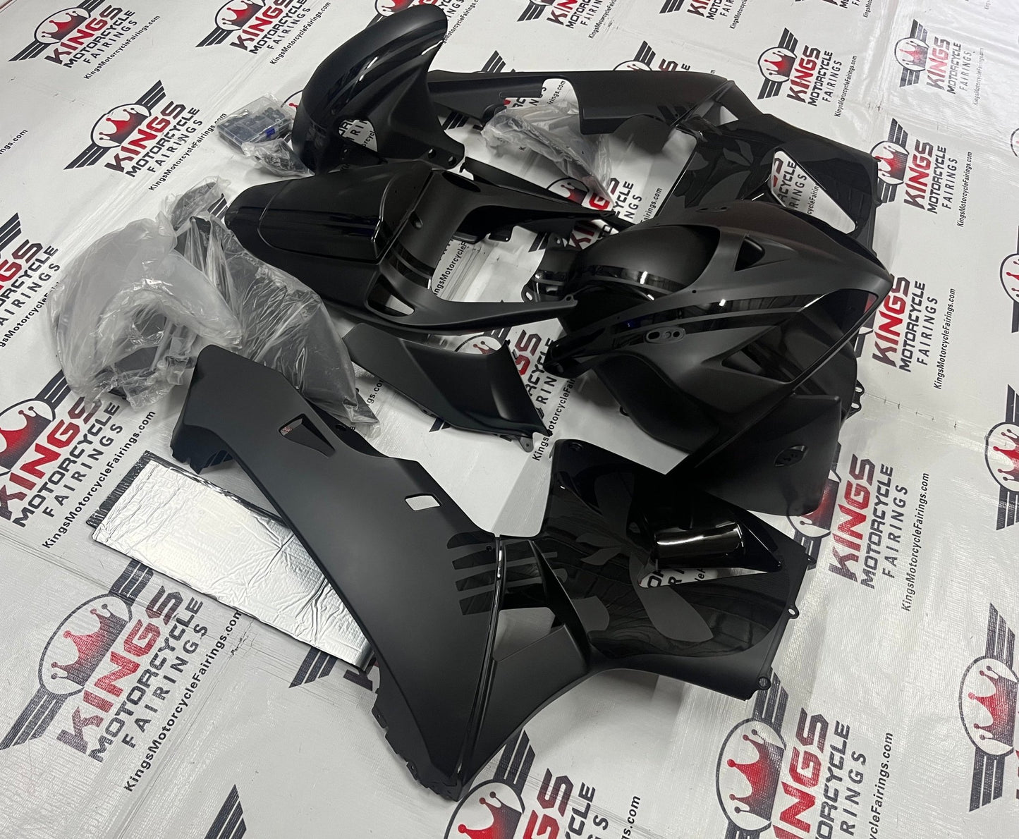 Honda CBR600RR (2005-2006) Matte Black & Gloss Black Punisher Skull Fairings at KingsMotorcycleFairings.com