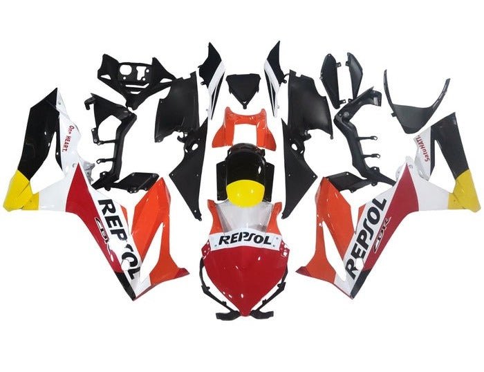 Honda CBR 650R Fairings (2019-2020) White, Red, Orange Repsol at KingsMotorcycleFairings.com