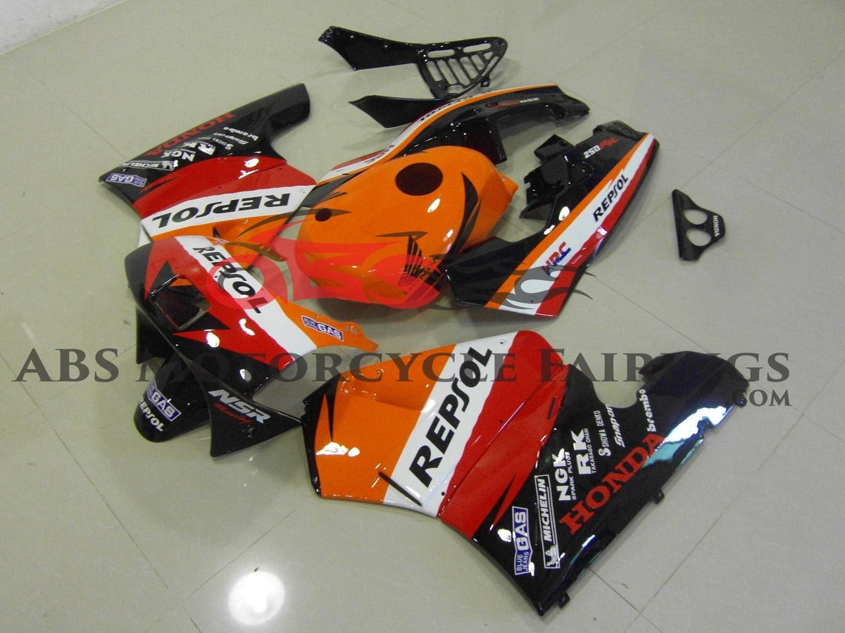 Honda NSR250R MC18 Fairing Kit (1989) Orange, Black Repsol at KingsMotorcycleeFairings.com