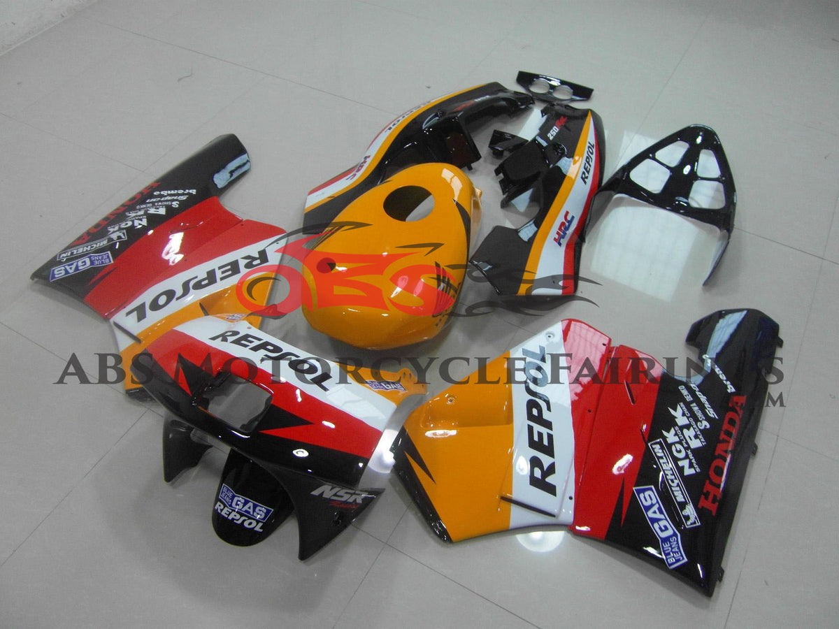 Honda NSR250R MC18 Fairing Kit (1989) Orange, Black Repsol from KingsMotorcycleeFairings.com