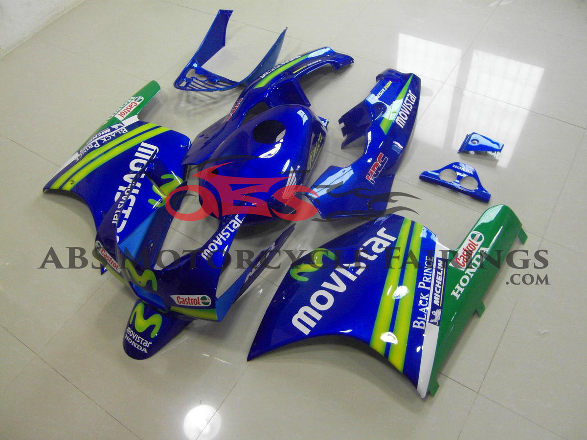 Honda NSR250R MC18 Fairings (1988) Blue, Green Movistar at KingsMotorcycleFairings.com