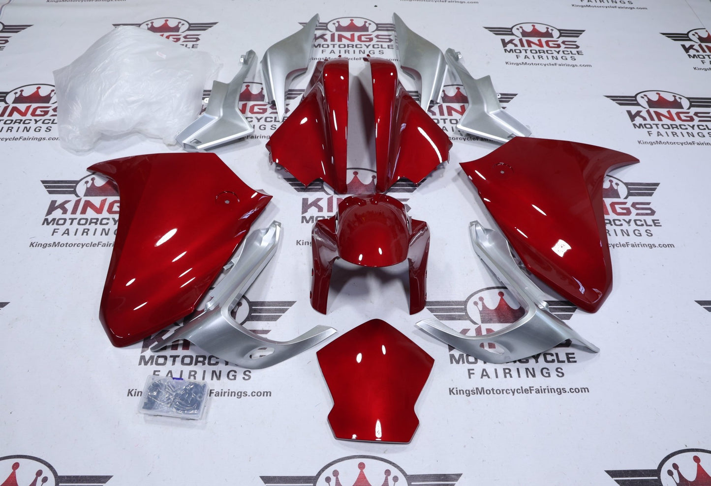 Honda VFR1200 Fairing Set (2010-2013) Red Candy, Silver from KingsMotorcycleFairings.com