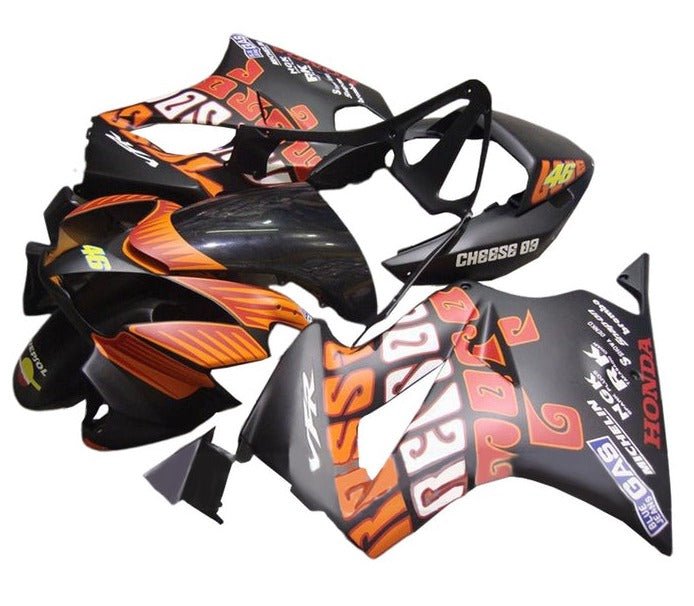 Honda VFR 800 Fairings (2002-2013) Matte Black, Orange Rossi at KingsMotorcycleFairings.com