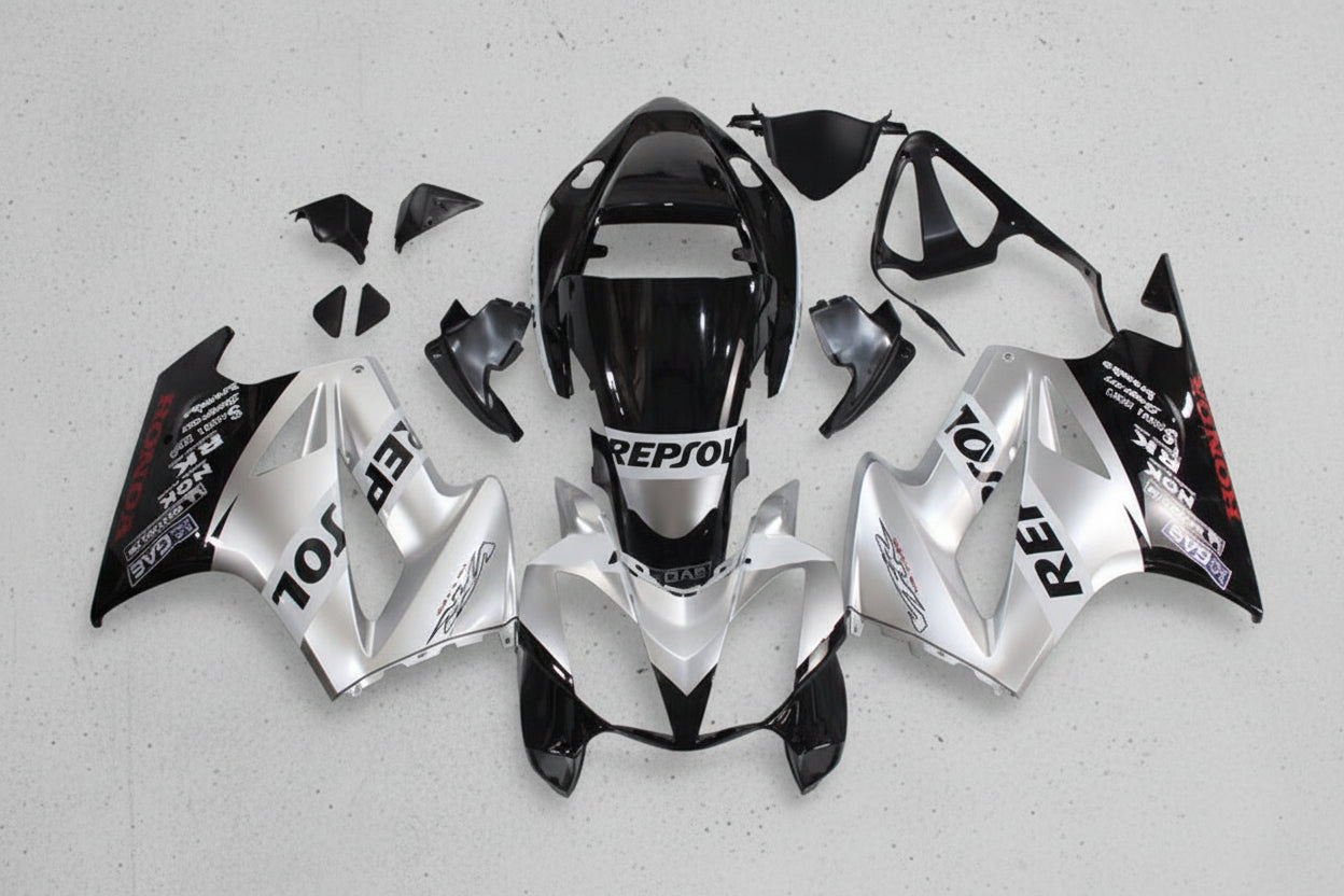 Honda VFR 800 Fairings (2002-2013) Silver, Black, White, Red, Repsol at KingsMotorcycleFairings.com