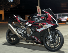Installed BMW S1000RR Fairing Set (2019-2022) Candy Red, White, Black, Gold from KingsMotorcycleFairings.com