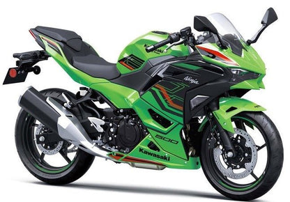 Installed Fairings for Kawasaki Ninja 500 (2024-2025) Green, Black, Red Stripe at KingsMotorcycleFairings.com