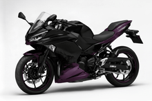 Installed Kawasaki Ninja 500 Fairings (2024-2025) Matte Black, Matte Purple Spray at KingsMotorcycleFairings.com