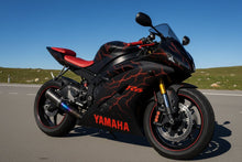 Installed Yamaha R6 Fairings (2006-2007) Flat Black, Red Lightning at KingsMotorcycleFairings.com