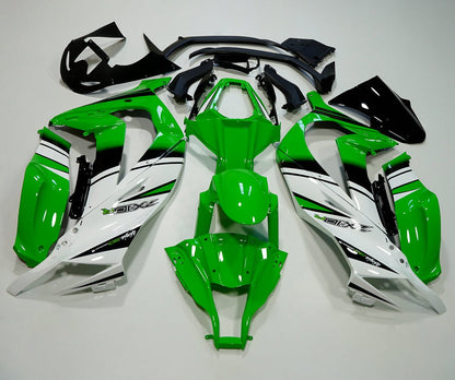 KAWASAKI ZX10R Fairings (2011-2015) Green, White, Black Stripe at KingsMotorcycleFairings.com