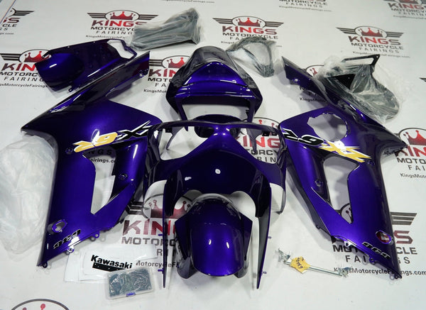  KAWASAKI ZX6R 636 Fairings (2003-2004) Dark Purple, Gold, Black at KingsMotorcycleFairings.com
