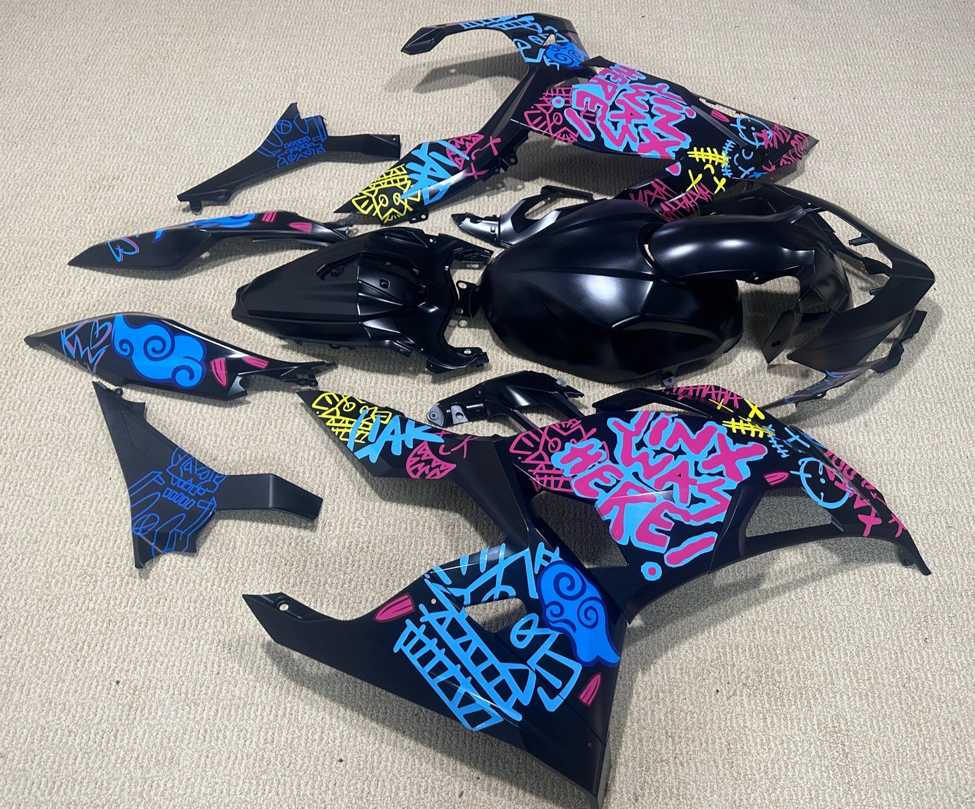 KAWASAKI NINJA 400 Fairing (2018-2023) Matte Black, Blue, Jinx at KingsMotorcycleFairings.com