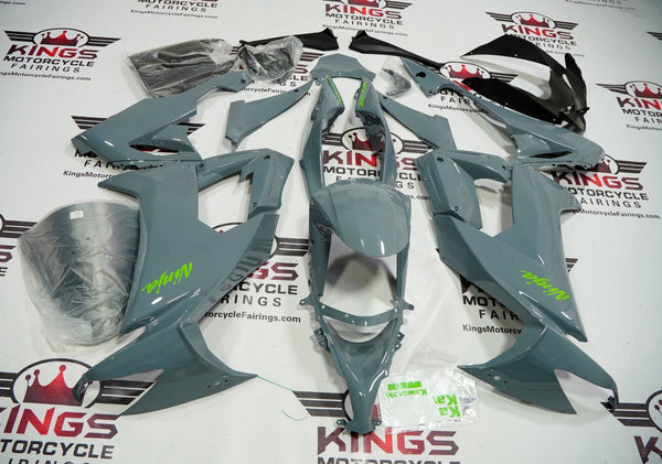 KAWASAKI ZX10R Fairings (2008-2010) Nardo Gray, Green at KingsMotorcycleFairings.com