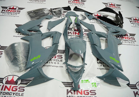 KAWASAKI ZX10R Fairings (2008-2010) Nardo Gray, Green at KingsMotorcycleFairings.com