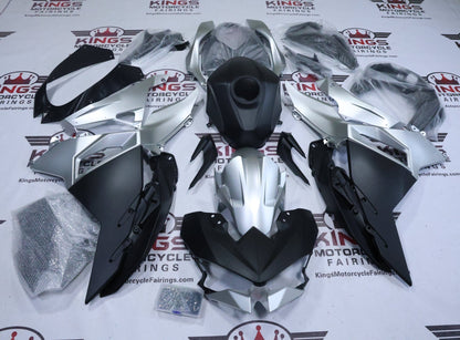 KawasakiI Ninja 500 Fairing Set (2024-2025) Matte Black, Silver at KingsMotorcycleFairings.com