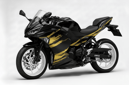 KawasakiI Ninja 500 Fairings (2024-2025) Black, Gold Brush Stripes from KingsMotorcycleFairings.com