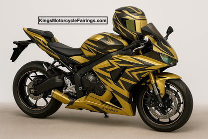 Kawasaki NInja 400 Fairings (2018-2023) Matte Gold, Matte Carbon Fiber at KingsMotorcycleFairings.com