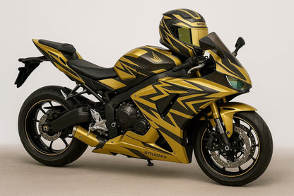 Kawasaki NInja 400 Fairings (2018-2023) Matte Gold, Matte Carbon Fiber from KingsMotorcycleFairings.com