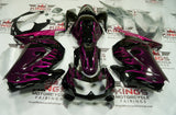 Kawasaki Ninja 250R Fairing Kit (2008-2013) Black, Pink Magenta Flames at KingsMotorcycleFairings.com