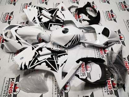 Kawasaki Ninja 250R Fairing Set (2008-2013) White, Black, Tribal Stars at KingsMotorcycleFairings.com