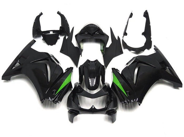Kawasaki Ninja 250R Fairings (2008-2013) Black, Green Accent at KingsMotorcycleFairings.com