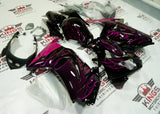 Kawasaki Ninja 250R Fairings (2008-2013) Black, Pink Magenta Flames at KingsMotorcycleFairings.com