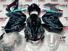 Kawasaki Ninja 250R Fairings (2008-2013) Black, Sky Blue Flames from KingsMotorcycleFairings.com