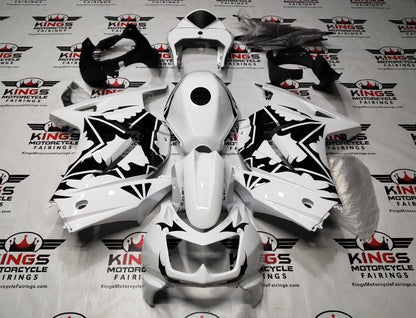 Kawasaki Ninja 250R Fairings (2008-2013) White, Black, Tribal Stars at KingsMotorcycleFairings.com