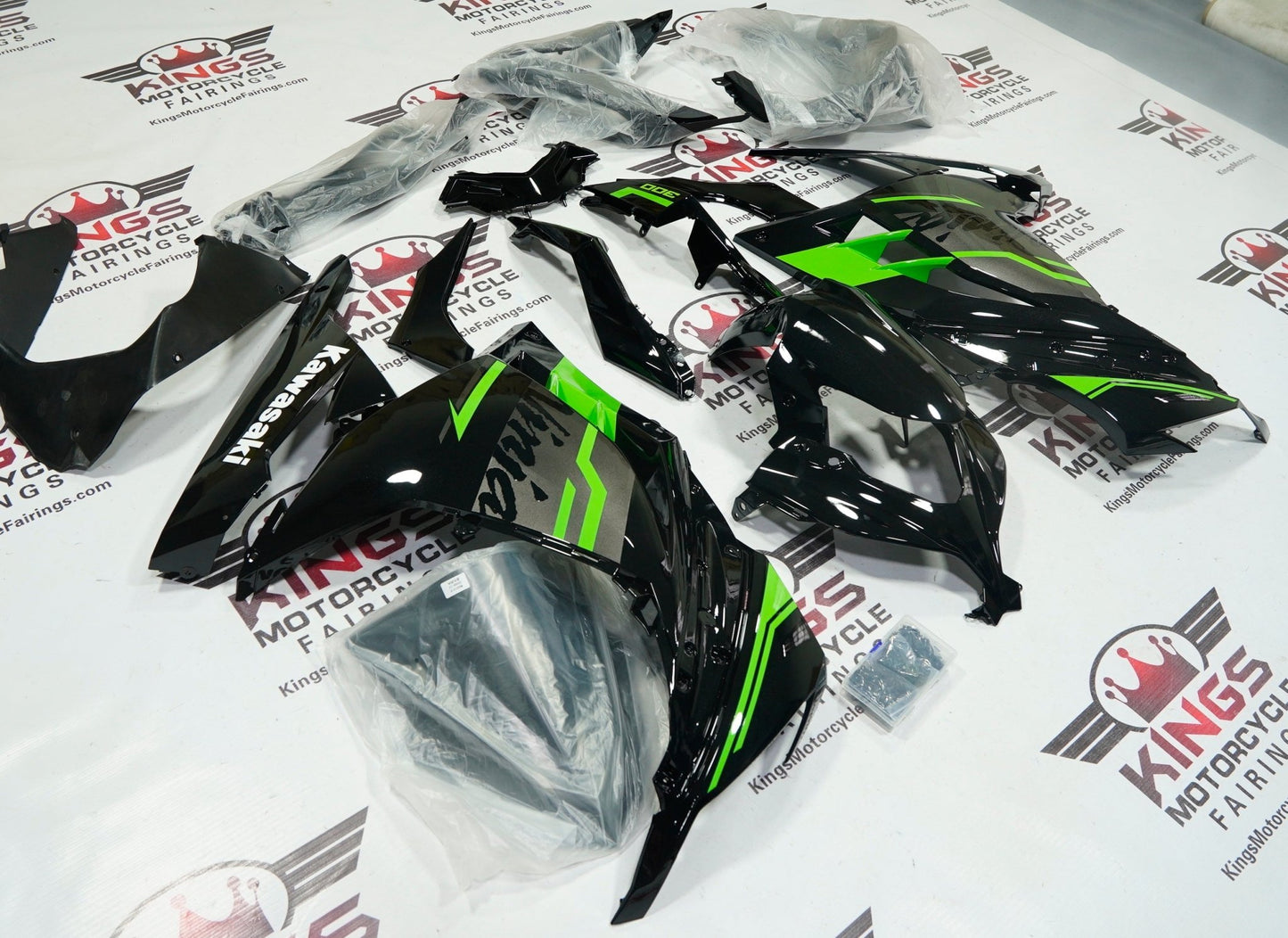 Kawasaki Ninja 300 Fairing set (2013-2024) Black, Green, Gray, White at KingsMotorycleFairings.com