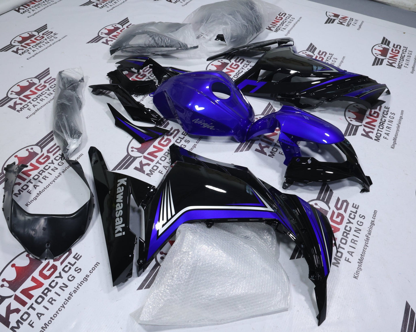 Kawasaki Ninja 300 Fairing Set (2013-2024) Black, Blue, Gray at KingsMotorcycleFairings.com