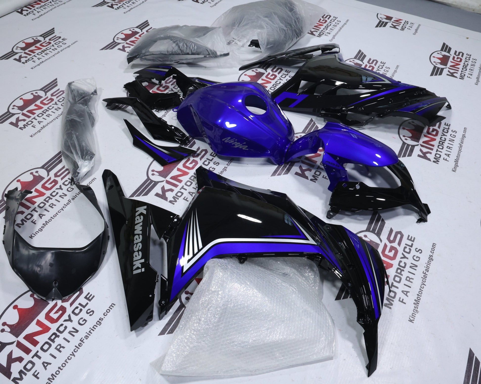 Kawasaki Ninja 300 Fairing Set (2013-2024) Black, Blue, Gray at KingsMotorcycleFairings.com