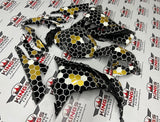 Kawasaki Ninja 300 Fairings (2013-2024) Black, White, Gold Honeycomb from KingsMotorcycleFairings.com