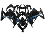 Kawasaki Ninja 300 Fairings (2013-2024) Black, Blue, Stripe at KingsMotorcycleFairings.com