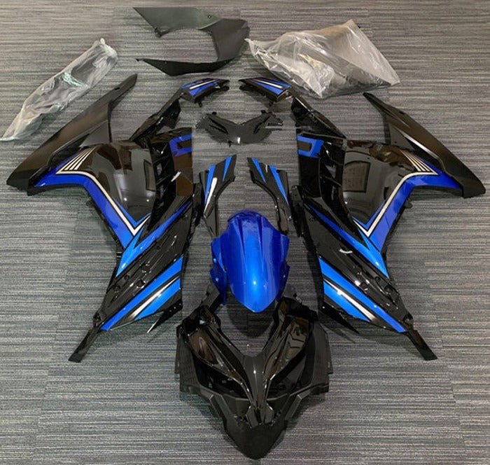 Kawasaki Ninja 300 Fairings (2013-2024) Black, Blue, White from KingsMotorcycleFairings.com
