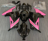 Kawasaki Ninja 300 Fairings (2013-2024) Black, Pink, White Stripe from KingsMotorcycleFairings.com