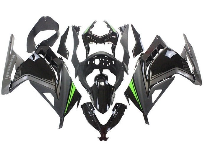 Kawasaki Ninja 300 Fairings (2013-2024) Black, Silver, Green at KingsMotorcycleFairings.com