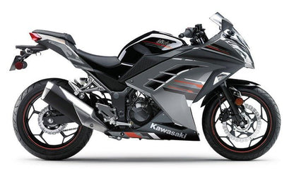 Kawasaki Ninja 300 Fairings (2013-2024) Black, Silver, Red Stripe from KingsMotorcycleFairings.com