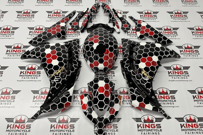 Kawasaki Ninja 300 Fairings (2013-2024) Black, White, Red, Gold Honeycomb at KingsMotorcycleFairings.com